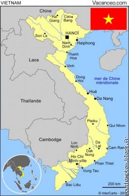 carte et drapeau du Vietnam
